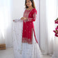 Designer Chinnon Embroidered Sharara Suit Set with Dupatta