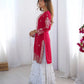 Designer Chinnon Embroidered Sharara Suit Set with Dupatta