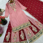 Designer Chinnon Silk Embroidered Sharara Set