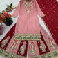 Designer Chinnon Silk Embroidered Sharara Set