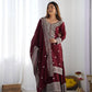 Designer Chinnon Silk Sharara Suit with Embroidery and Dupatta