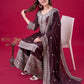 Designer Chinnon Silk Sharara Suit with Embroidery and Dupatta