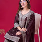 Designer Chinnon Silk Sharara Suit with Embroidery and Dupatta