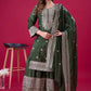 Designer Chinnon Silk Sharara Suit with Embroidery and Dupatta