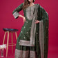 Designer Chinnon Silk Sharara Suit with Embroidery and Dupatta