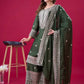 Designer Chinnon Silk Sharara Suit with Embroidery and Dupatta