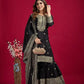 Designer Chinnon Silk Sharara Suit with Embroidery and Dupatta