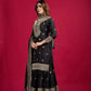 Designer Chinnon Silk Sharara Suit with Embroidery and Dupatta