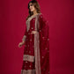 Designer Chinnon Silk Sharara Suit with Embroidery and Dupatta