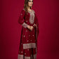 Designer Chinnon Silk Sharara Suit with Embroidery and Dupatta