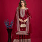 Designer Chinnon Silk Sharara Suit with Embroidery and Dupatta
