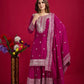 Designer Chinnon Silk Sharara Suit with Embroidery and Dupatta