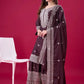 Designer Chinnon Silk Sharara Suit with Embroidery and Dupatta