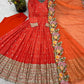 Designer Chinon Silk Embroidered Gown Set