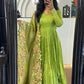 Designer Chinon Silk Embroidered Gown Set