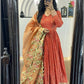 Designer Chinon Silk Embroidered Gown Set