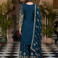 Designer Chinon Silk Embroidered Sharara Set