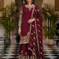 Designer Chinon Silk Embroidered Sharara Set
