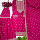 Designer Chinon Silk Embroidered Sharara Set