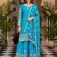 Designer Chinon Silk Embroidered Sharara Set