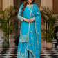 Designer Chinon Silk Embroidered Sharara Set
