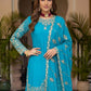 Designer Chinon Silk Embroidered Sharara Set
