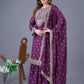 Designer Chinon Silk Embroidered Sharara Set