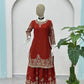 Designer Chinon Silk Embroidered Sharara Set