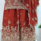 Designer Chinon Silk Embroidered Sharara Set