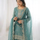 Designer Chinon Silk Embroidered Sharara Set