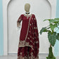 Designer Chinon Silk Embroidered Sharara Set