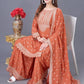 Designer Chinon Silk Embroidered Sharara Set