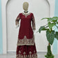 Designer Chinon Silk Embroidered Sharara Set