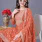 Designer Chinon Silk Embroidered Sharara Set