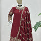 Designer Chinon Silk Embroidered Sharara Set