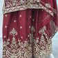 Designer Chinon Silk Embroidered Sharara Set