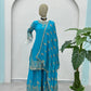 Designer Chinon Silk Embroidered Sharara Set