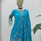 Designer Chinon Silk Embroidered Sharara Set