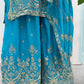 Designer Chinon Silk Embroidered Sharara Set