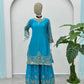 Designer Chinon Silk Embroidered Sharara Set