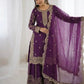 Designer Chinon Silk Embroidered Sharara Set