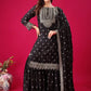 Designer Chinon Silk Embroidered Sharara Set