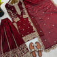 Designer Chinon Silk Embroidered Sharara Set