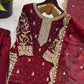 Designer Chinon Silk Embroidered Sharara Set
