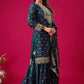 Designer Chinon Silk Embroidered Sharara Set