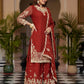 Designer Chinon Silk Embroidered Sharara Set