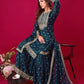 Designer Chinon Silk Embroidered Sharara Set