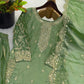 Designer Chinon Silk Embroidered Sharara Set