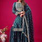 Designer Chinon Silk Embroidered Sharara Set