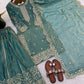 Designer Chinon Silk Embroidered Sharara Set